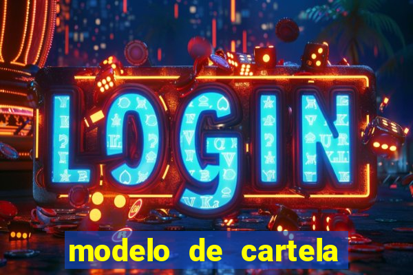 modelo de cartela de bingo em branco